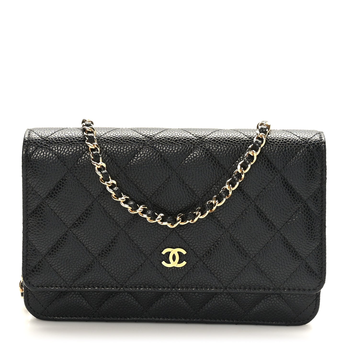 Caviar Quilted Wallet on Chain WOC Black