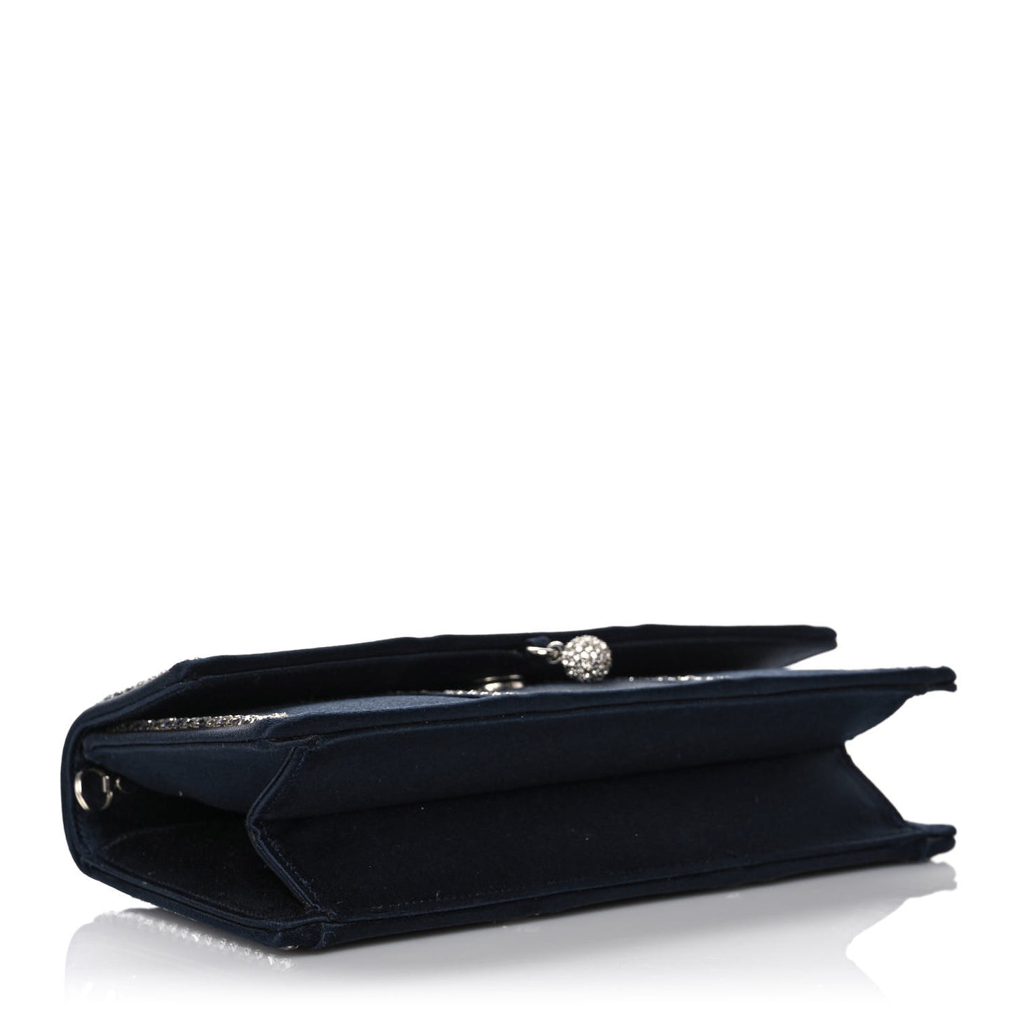 Crystal Satin Clutch Navy Blue