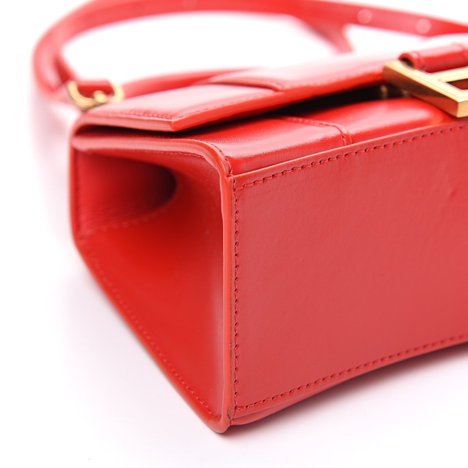 Balenciaga Shiny Box Calfskin Hourglass Top Handle Bag XS Bright Red 6 of 7