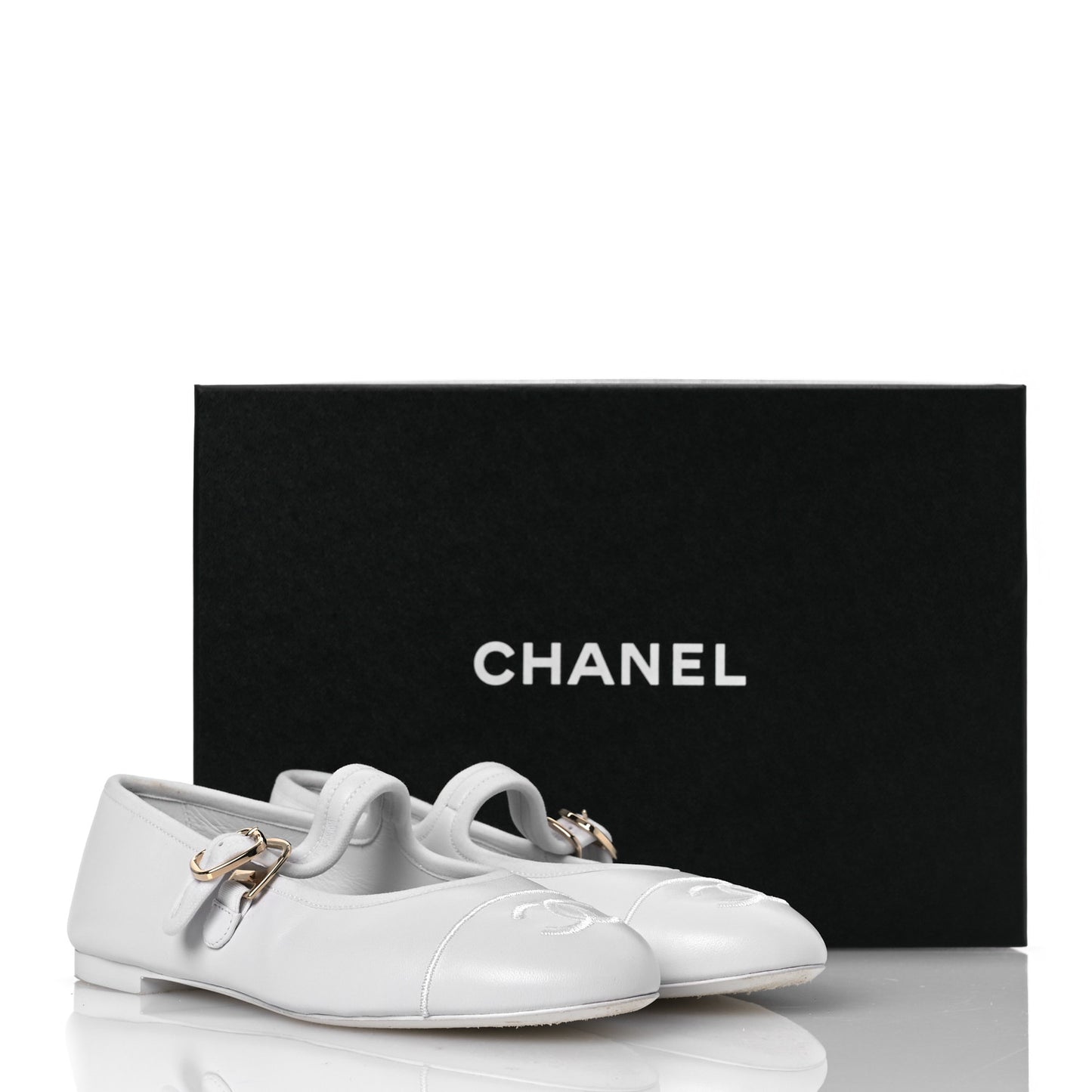 Lambskin Mary Jane Flats 37 White