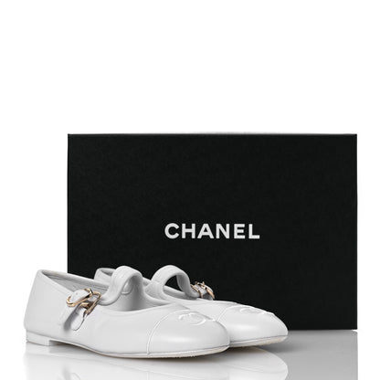 Chanel Lambskin Mary Jane Flats 37 White 13 of 13