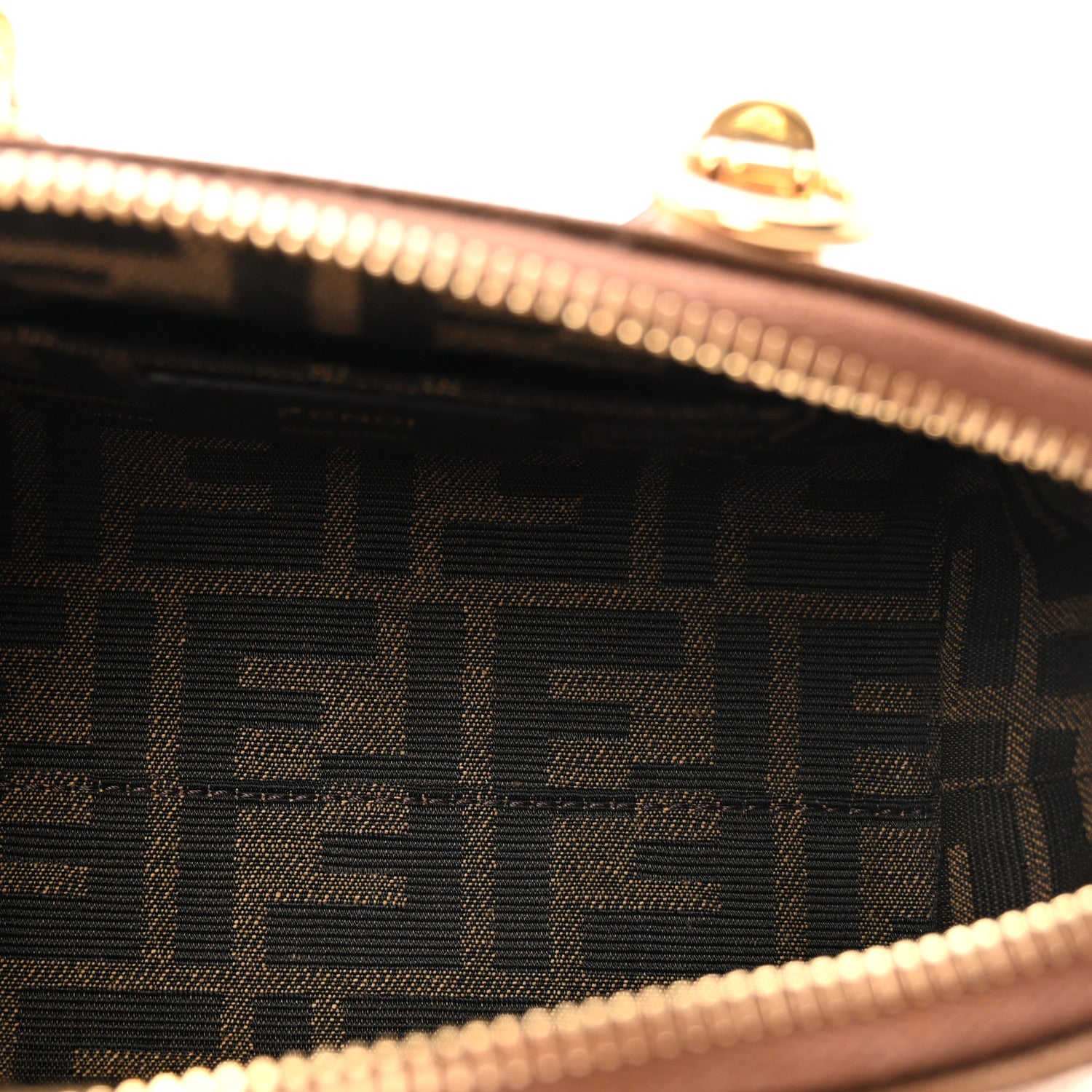 Fendi Vitello Grace Jacquard FF Mini By The Way Top Handle Boston Bag  Gianduia Panna 5 of 10