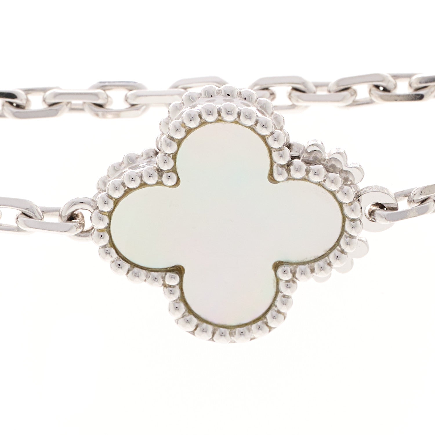 Van Cleef & Arpels 18K White Gold Mother of Pearl Chalcedony 16 Motifs Magic Alhambra Necklace 4 of 5