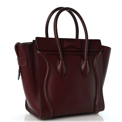 Celine Goatskin Calfskin Micro Luggage Burgundy 3 of 13