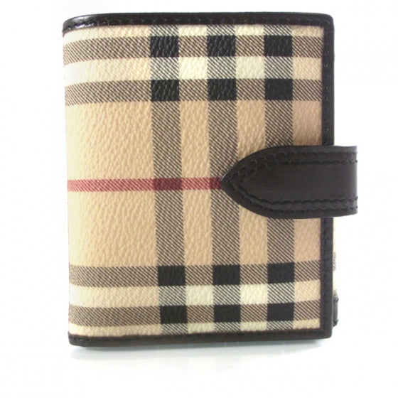 Burberry Haymarket Check Compact Zip Wallet Chocolate 1 of 9