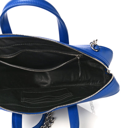Balenciaga Shiny Day Calfskin Logo XS Triangle Chain Duffle Bleu Roi White 5 of 11