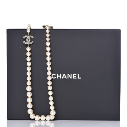 Chanel Pearl Baguette Crystal Long CC Necklace Gold 6 of 6