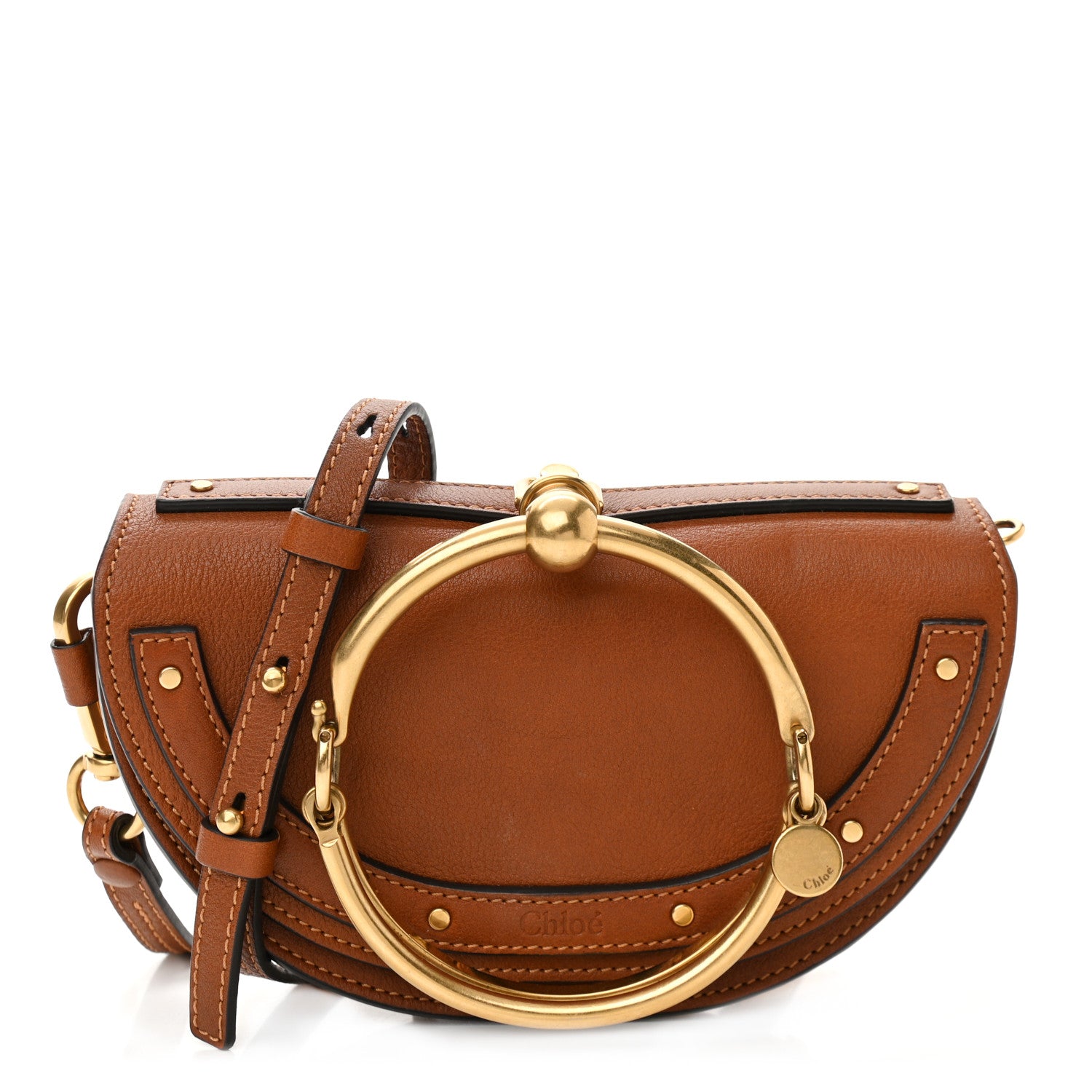 Chloe Calfskin Small Nile Bracelet Minaudiere Bag Caramel 1 of 13