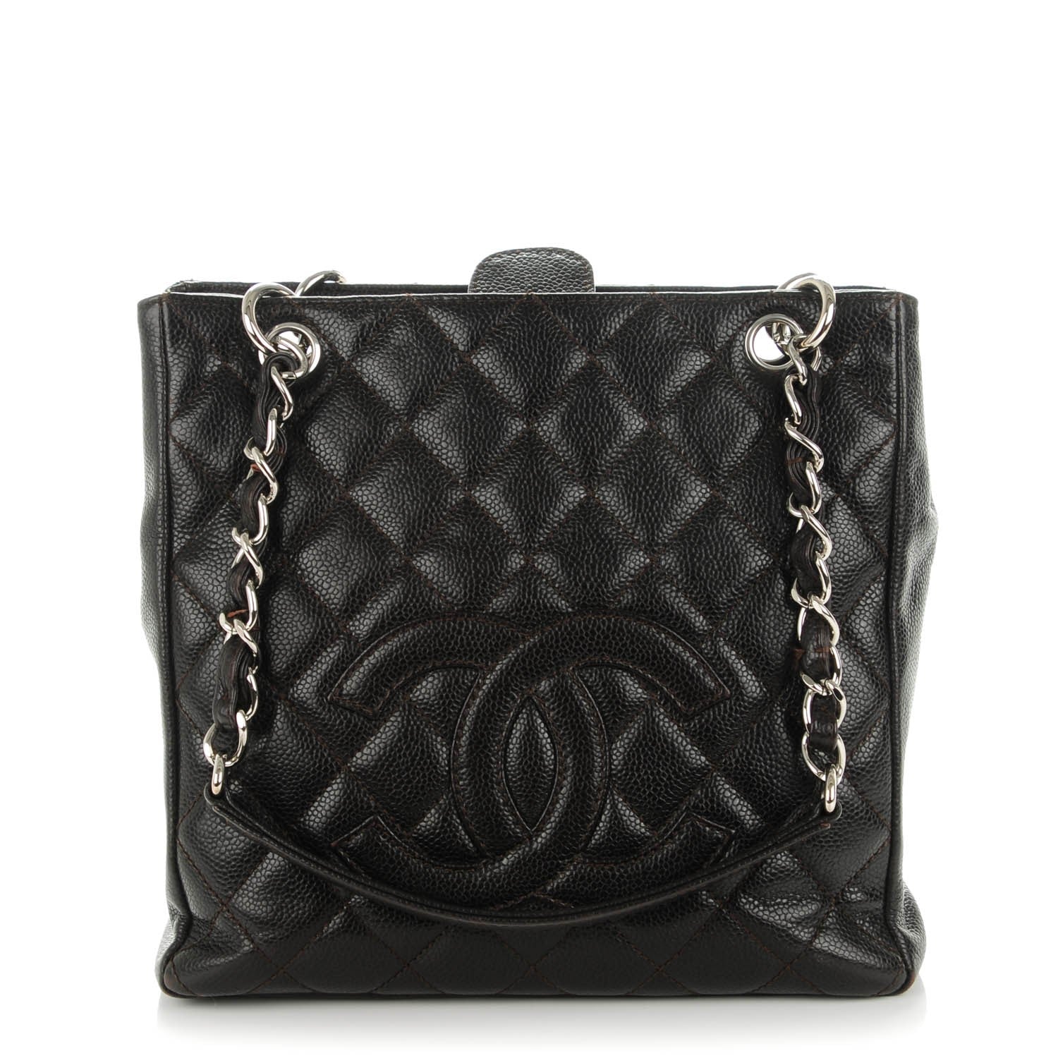 Chanel Caviar Petit Shopping Tote PST Dark Brown 1 of 7