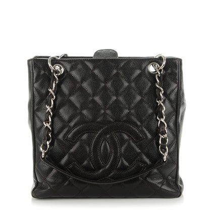 Chanel Caviar Petit Shopping Tote PST Dark Brown 1 of 7