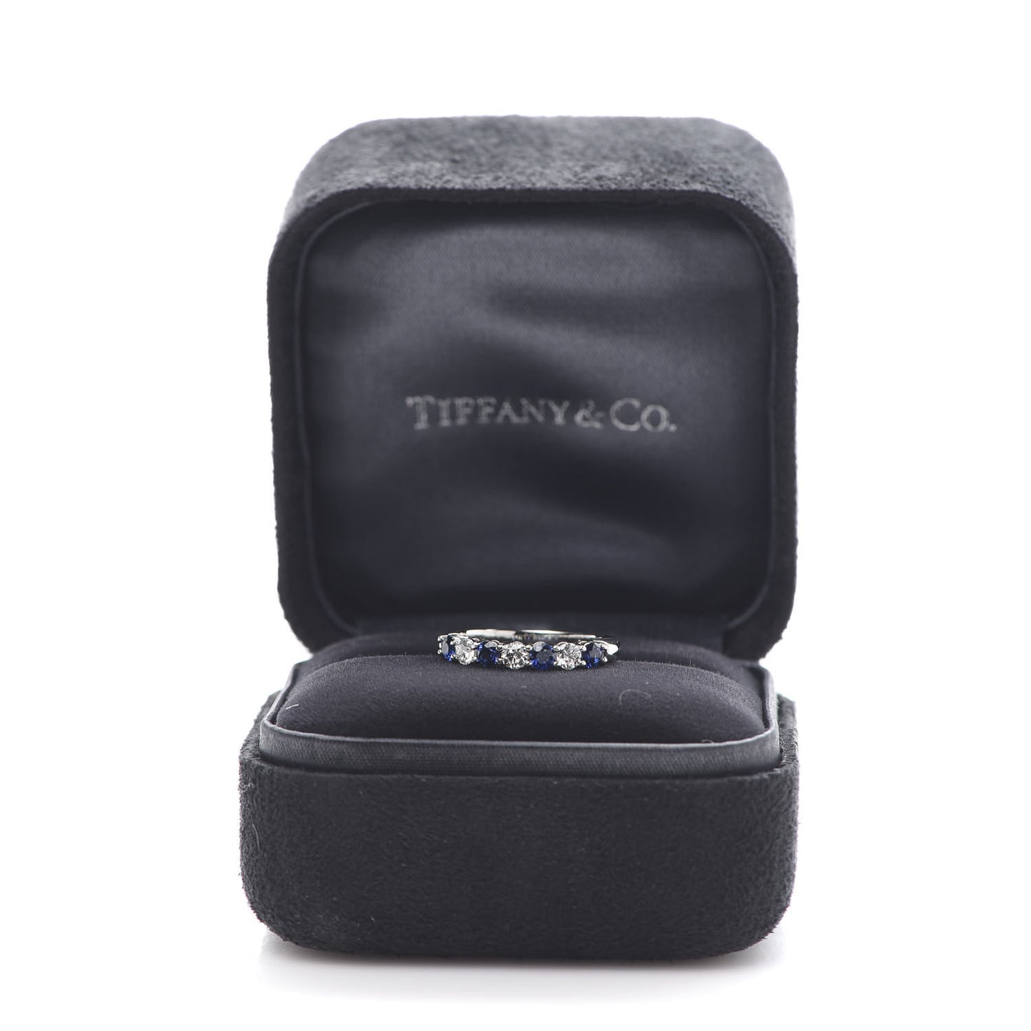 Platinum Diamond Blue Sapphire Embrace Ring 50 5
