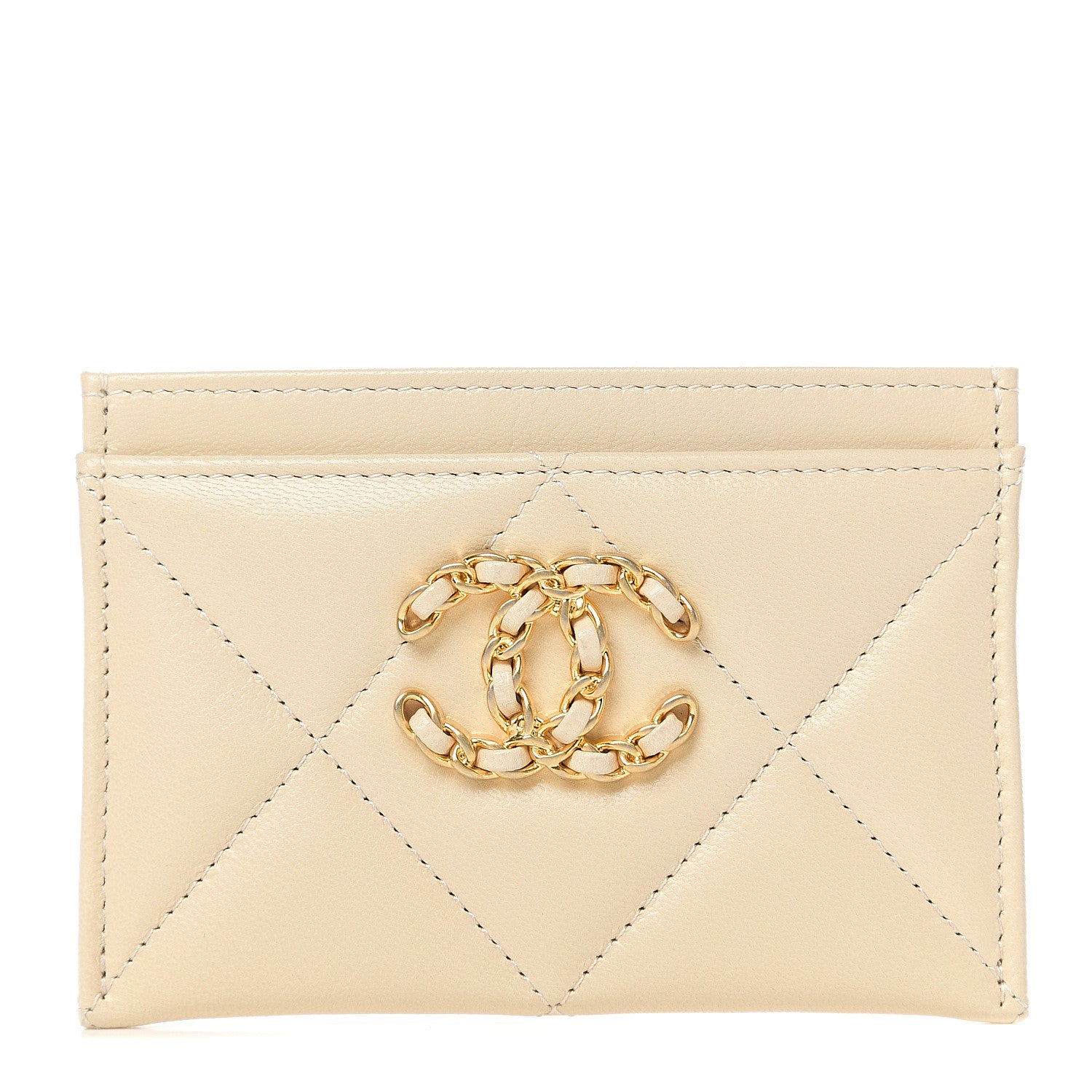 Chanel Goatskin Quilted 19 Card Holder Beige 1 of 8