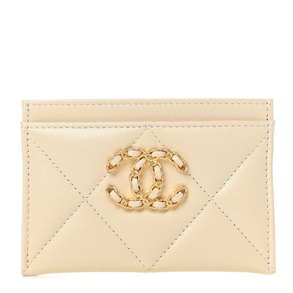 Chanel Goatskin Quilted 19 Card Holder Beige 1 of 8