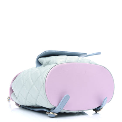 Chanel Goatskin Quilted Duma Drawstring Backpack Green Blue Pink 3 of 15