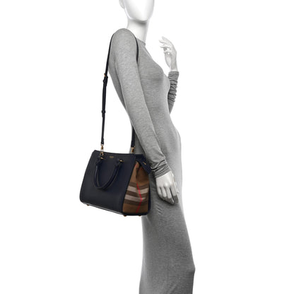 Burberry Calfskin Mega Check Banwell Tote Dark Canvas Blue 2 of 9