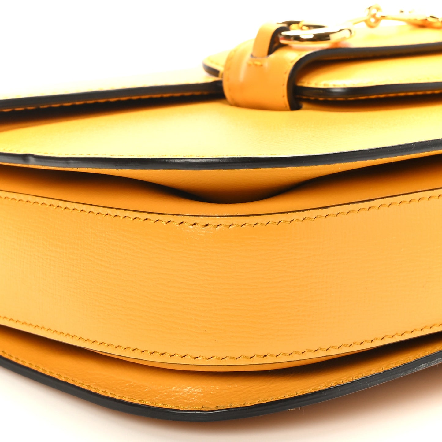Textured Calfskin Horsebit 1955 Shoulder Bag Yellow