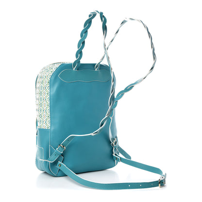 Christian Louboutin Calfskin Woven Valou Backpack Blue 3 of 12