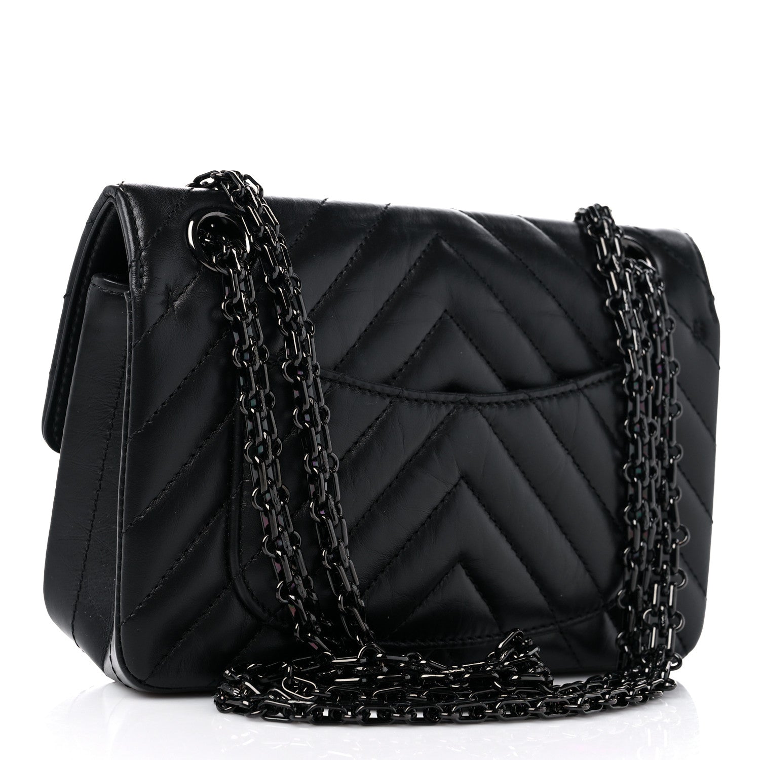 Chanel Aged Calfskin Chevron Quilted 2.55 Reissue Mini Flap So Black 3 of 10