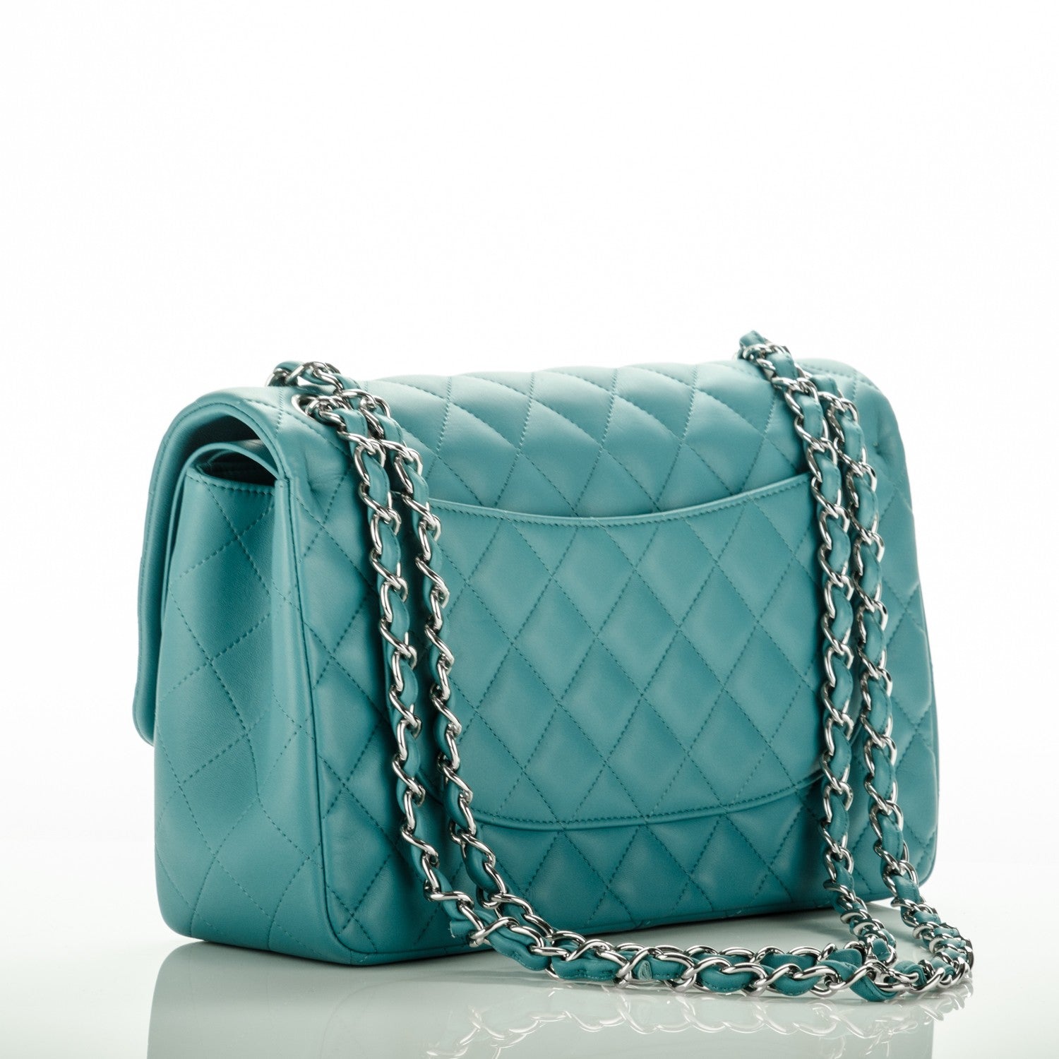 Chanel Lambskin Quilted Jumbo Double Flap Turquoise 4 of 8