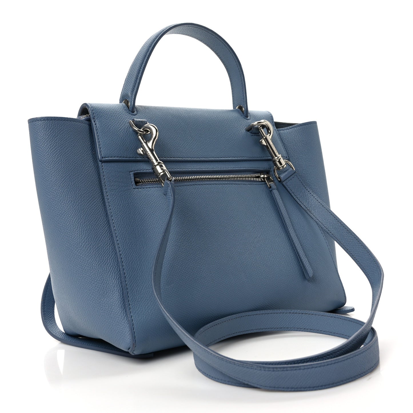 Grained Calfskin Mini Belt Bag Slate Blue