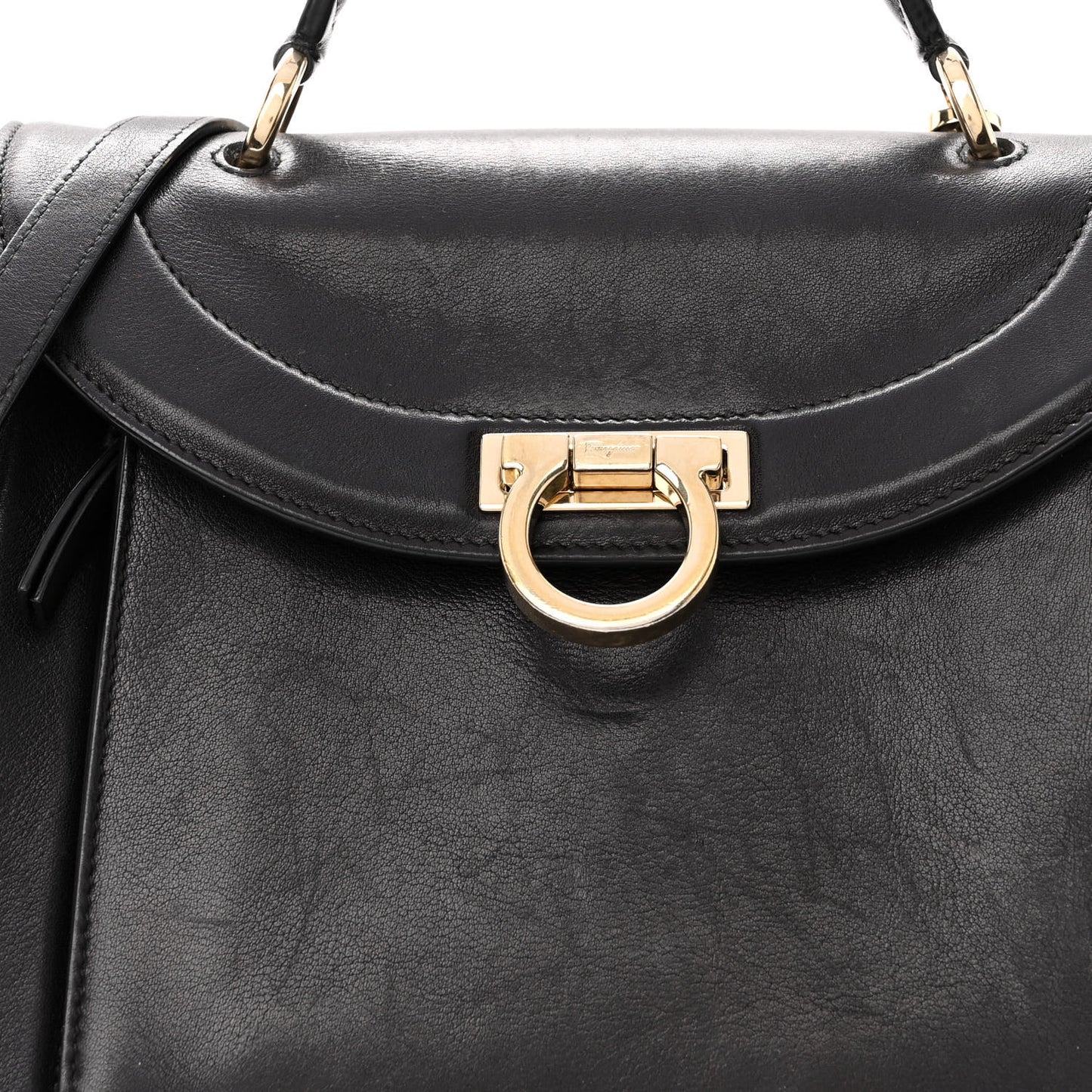 Calfskin Sofia Rainbow Top Handle Bag Black