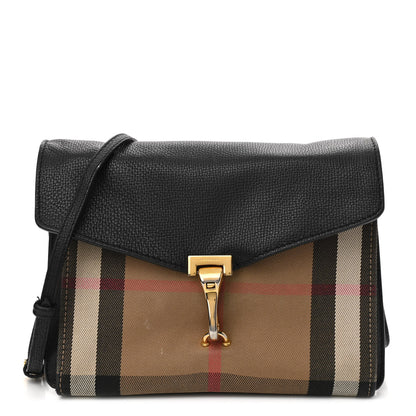 Burberry Derby Calfskin House Check Small Macken Crossbody Bag Black 1 of 16