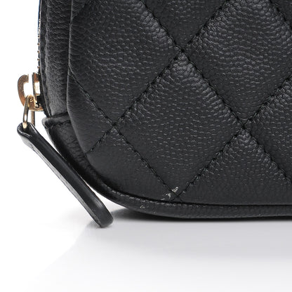 Chanel Caviar Quilted Small Curvy Pouch Cosmetic Case Black 8 of 9