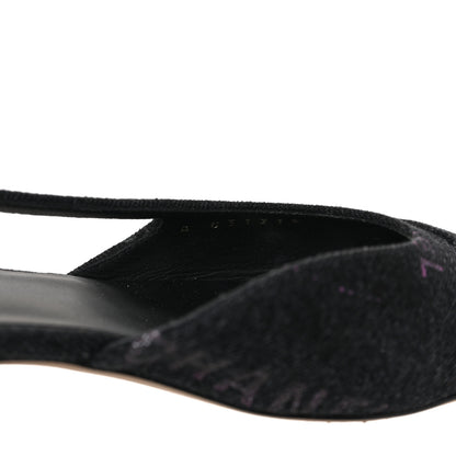 Chanel Denim Cap Toe Denim Mood Slingback Flats 40 Black Multicolor 8 of 9