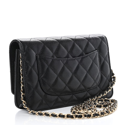 Chanel Caviar Quilted French New Wave Chain CC Wallet On Chain WOC Black 3 of 12