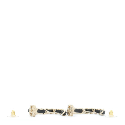 Chanel Lambskin CC Turnlock Chain Hoop Earrings Gold Black 3 of 5