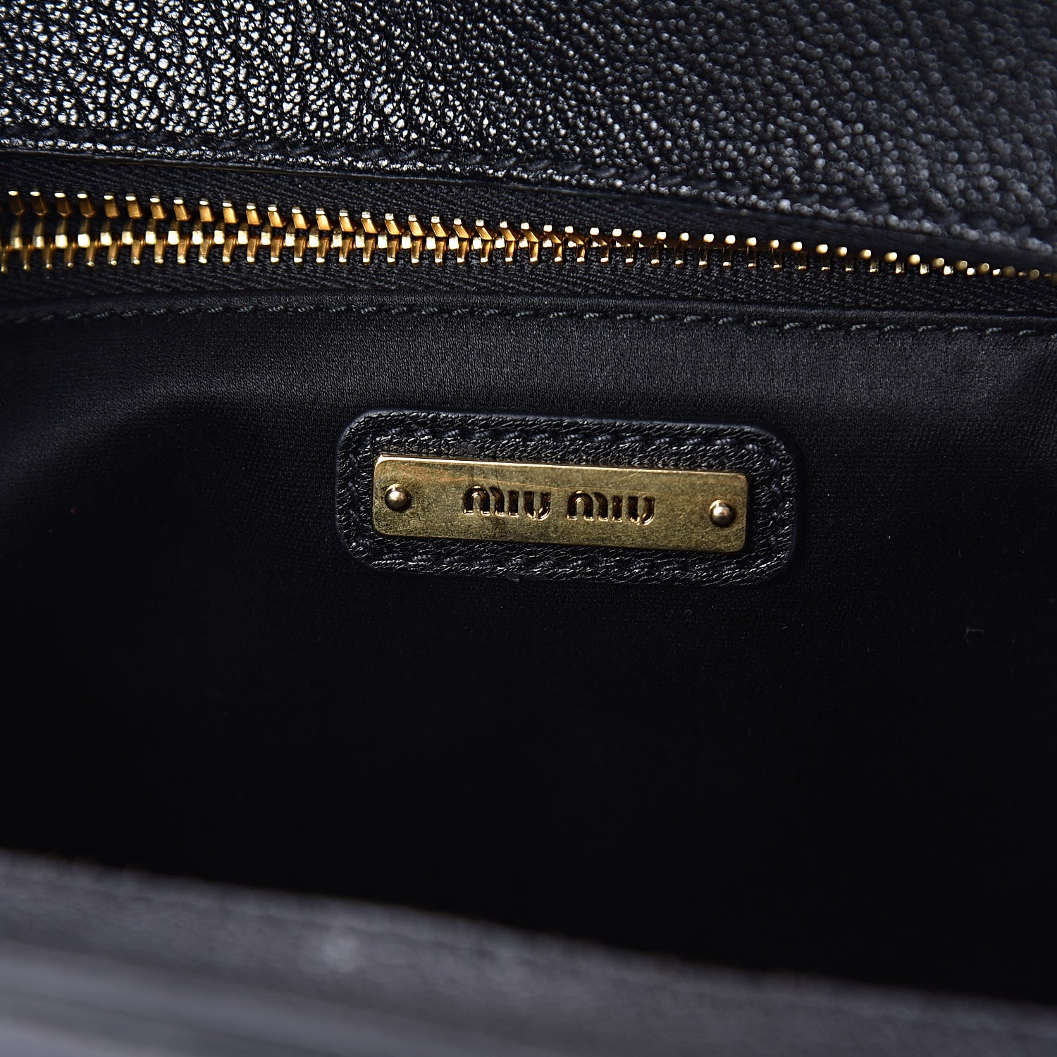 Miu Miu Goatskin Madras Tote Black 6 of 10
