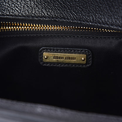 Miu Miu Goatskin Madras Tote Black 6 of 10