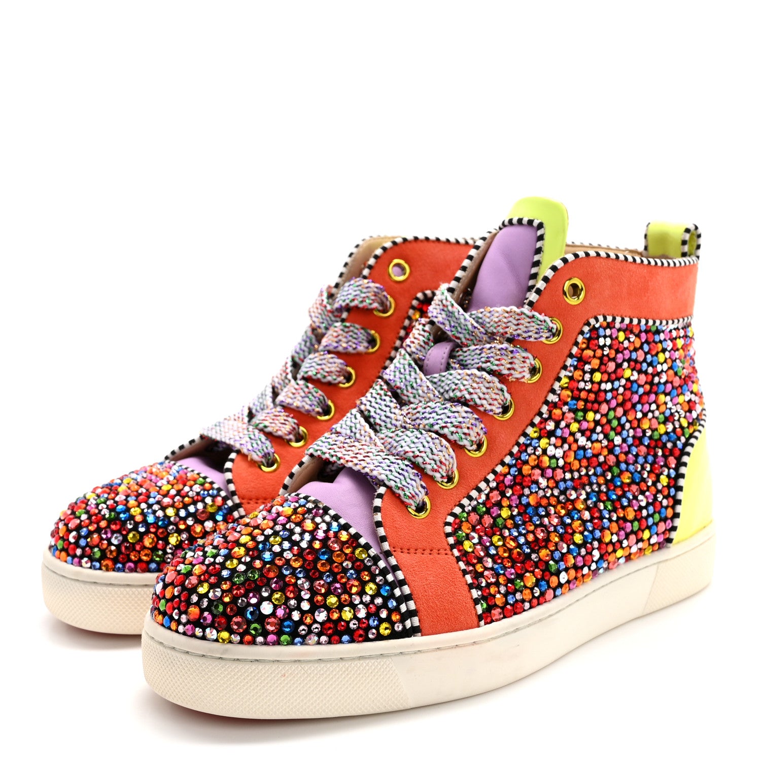 Christian Louboutin Patent Suede Crystal Embellished Orlato Flat Sneakers 35.5 Multicolor 3 of 13