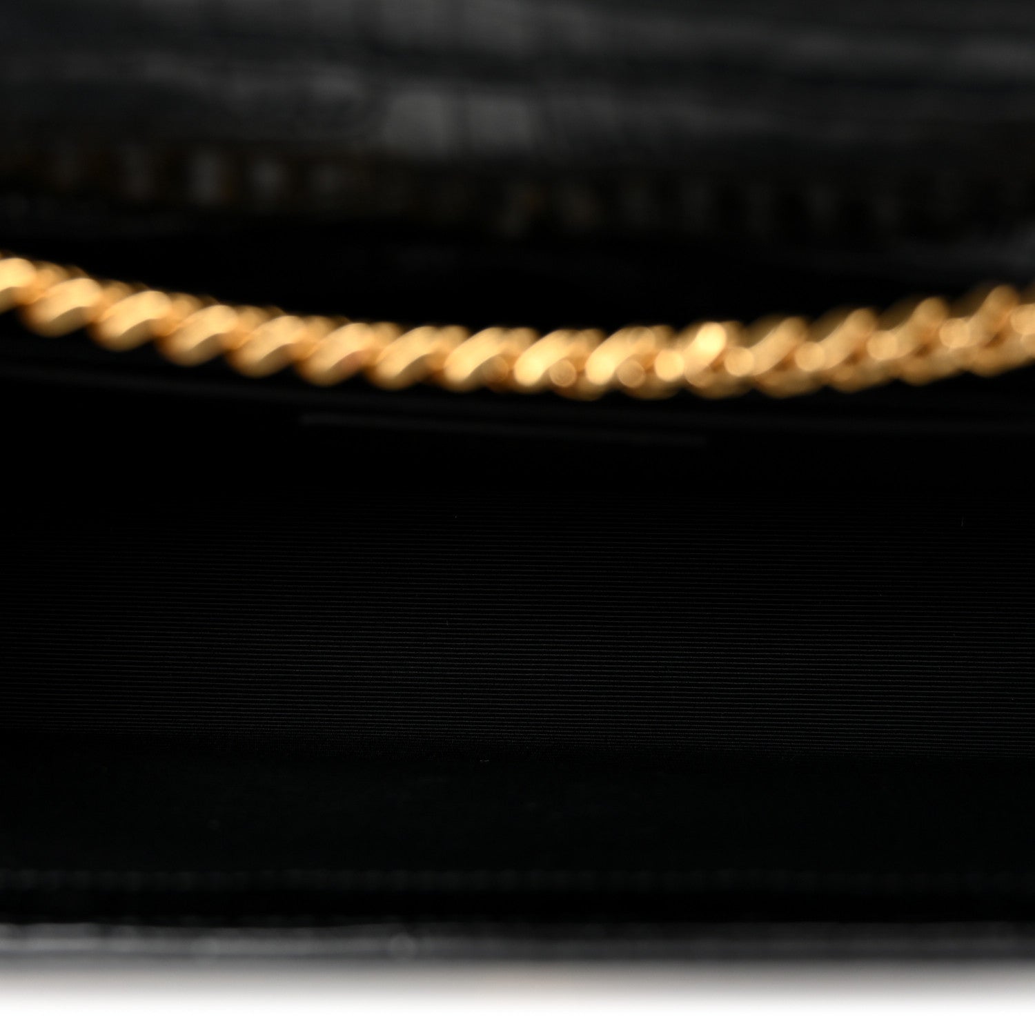 Saint Laurent Calfskin Crocodile Embossed Medium Classic Monogram Kate Tassel Satchel Black Black 5 of 9