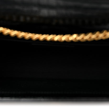 Saint Laurent Calfskin Crocodile Embossed Medium Classic Monogram Kate Tassel Satchel Black Black 5 of 9