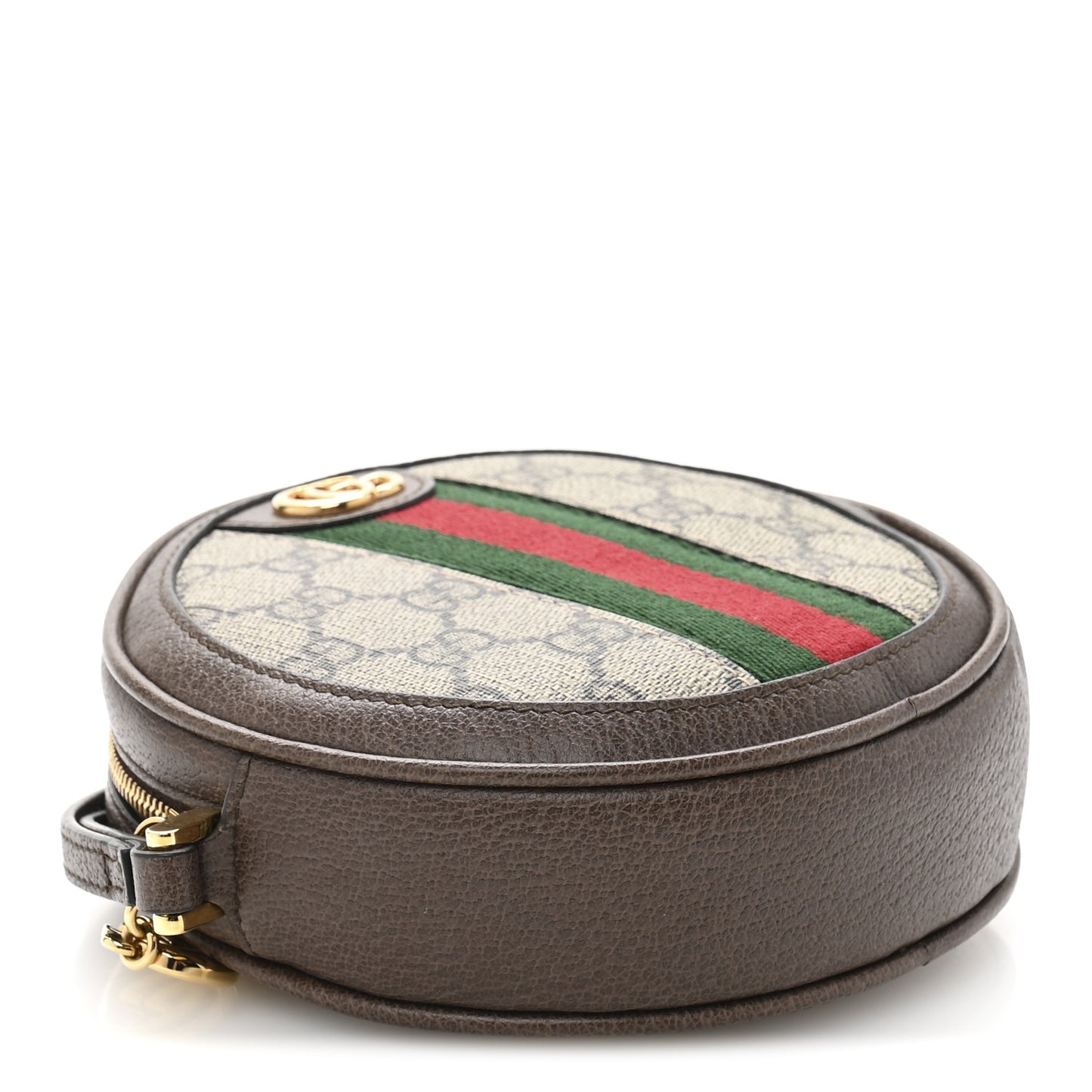 GG Supreme Monogram Web Ophidia Circle Wristlet Beige New Acero
