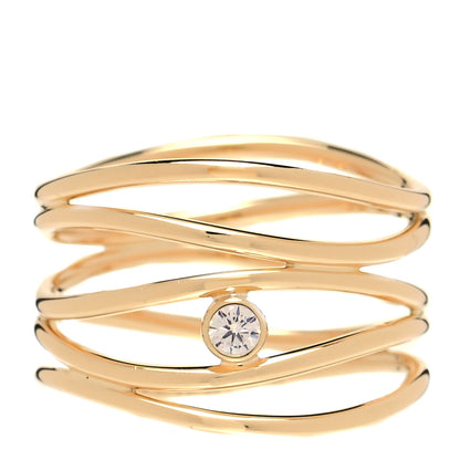 Tiffany 18K Yellow Gold Diamond Elsa Peretti 5 Row Wave Ring 50 5.5 1 of 4