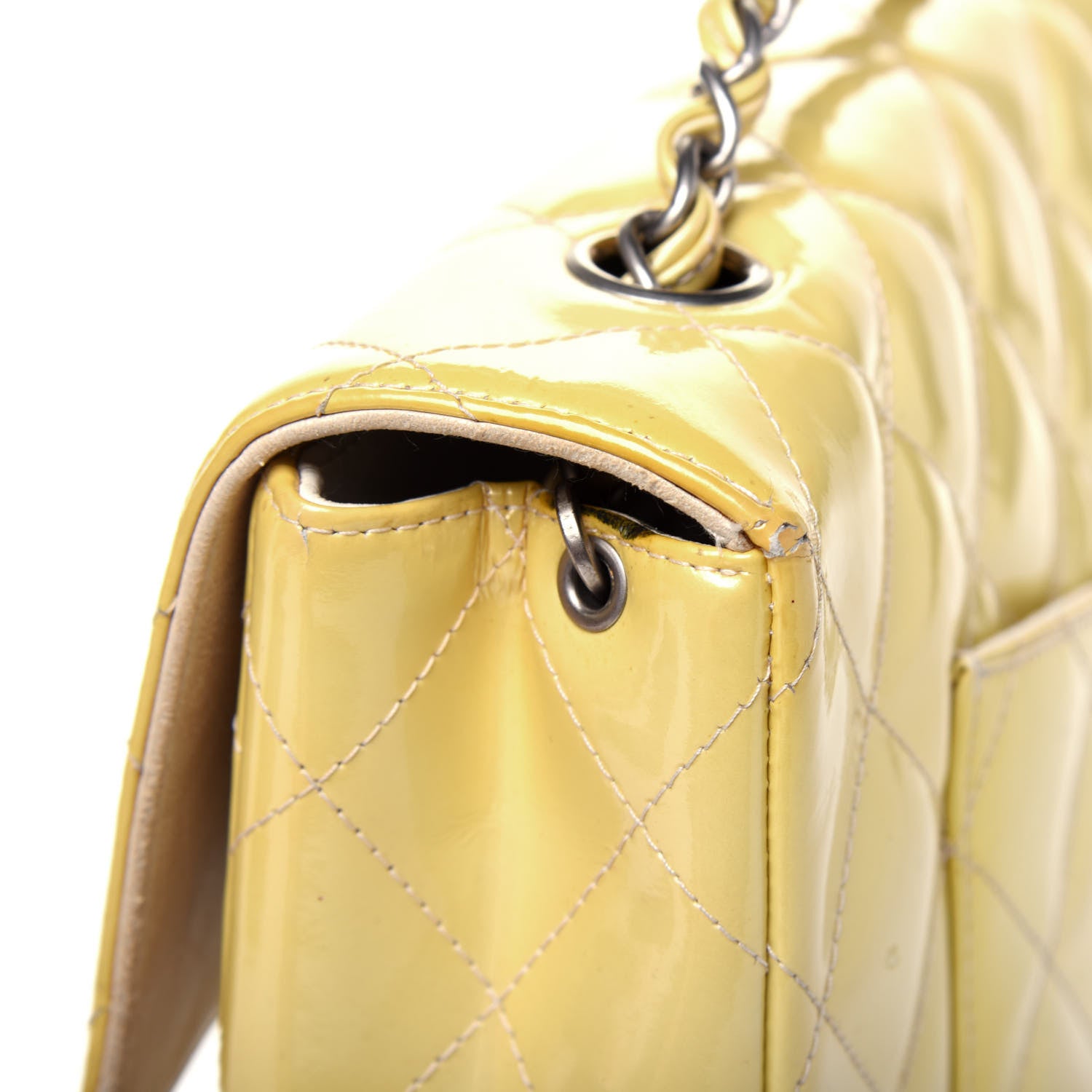 Chanel Patent Quilted Medium Single Flap Yellow 26 of 28