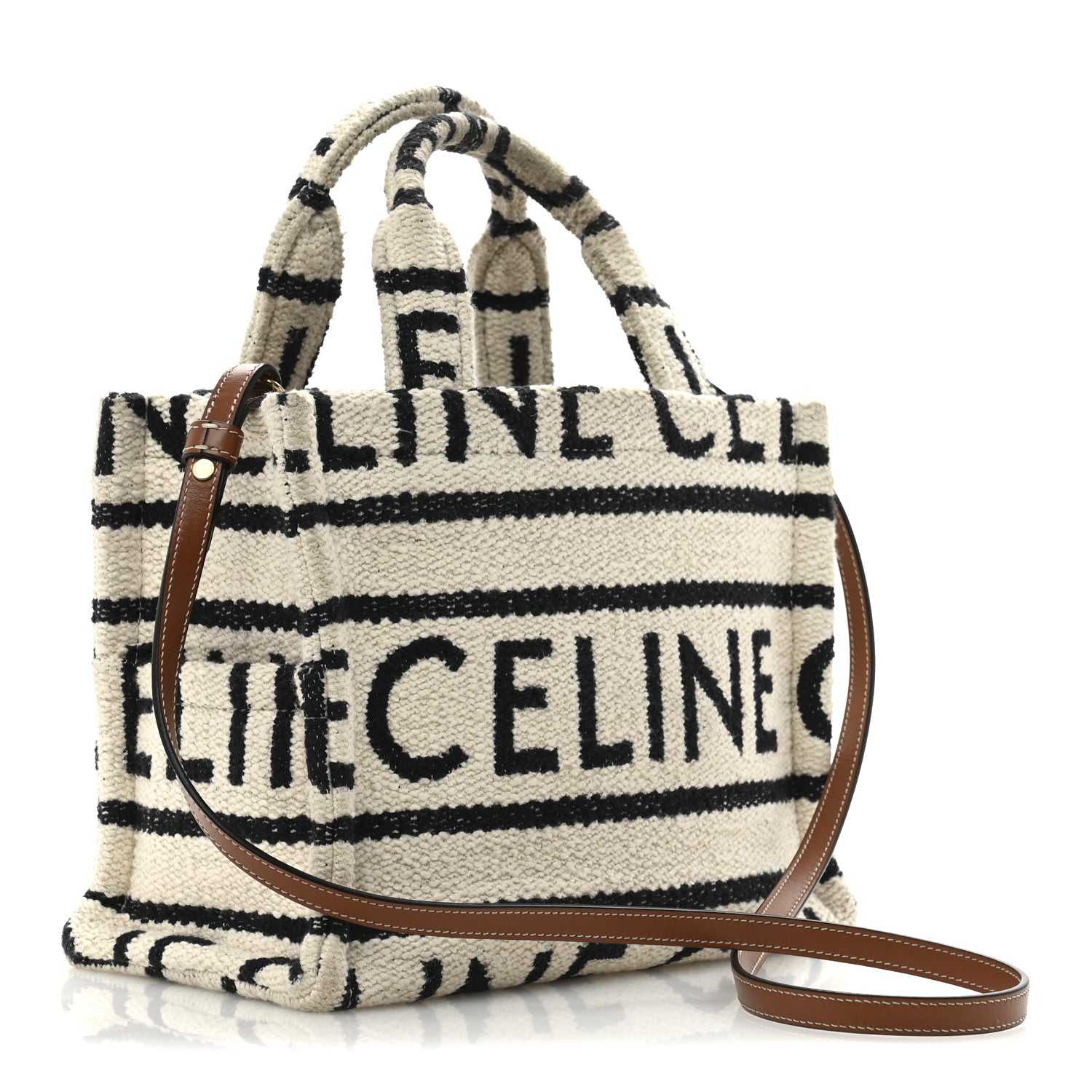 Celine Canvas Small All Over Cabas Thais White Black 3 of 11