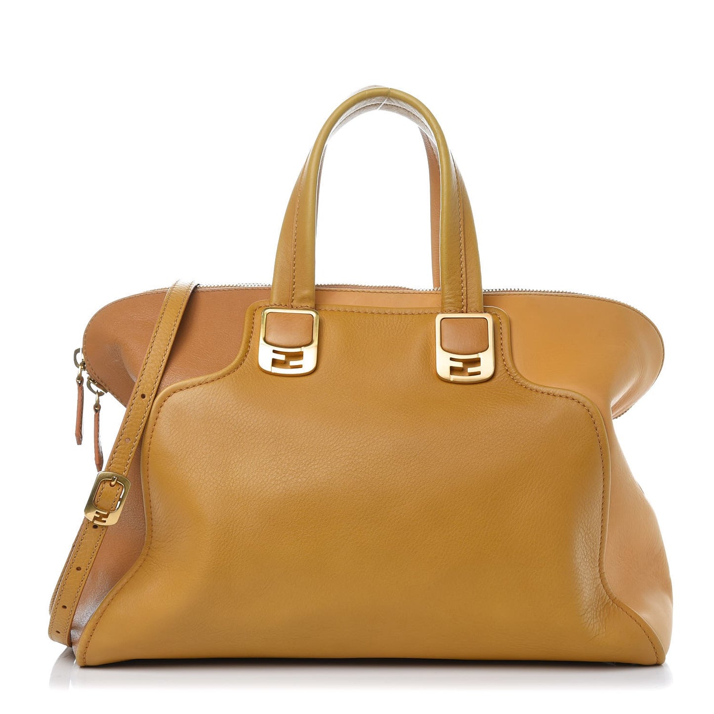 Capra Vitello Saddle Colorblock Large Chameleon Tote Beige Camel