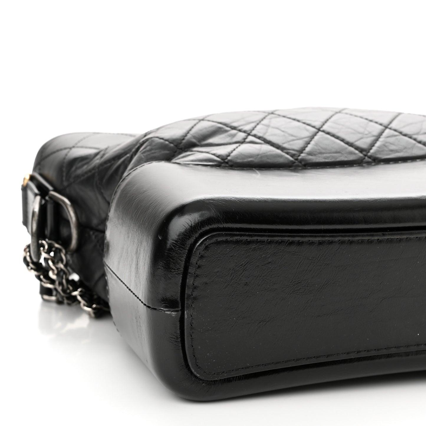 Aged Calfskin Quilted Medium Gabrielle Hobo Black
