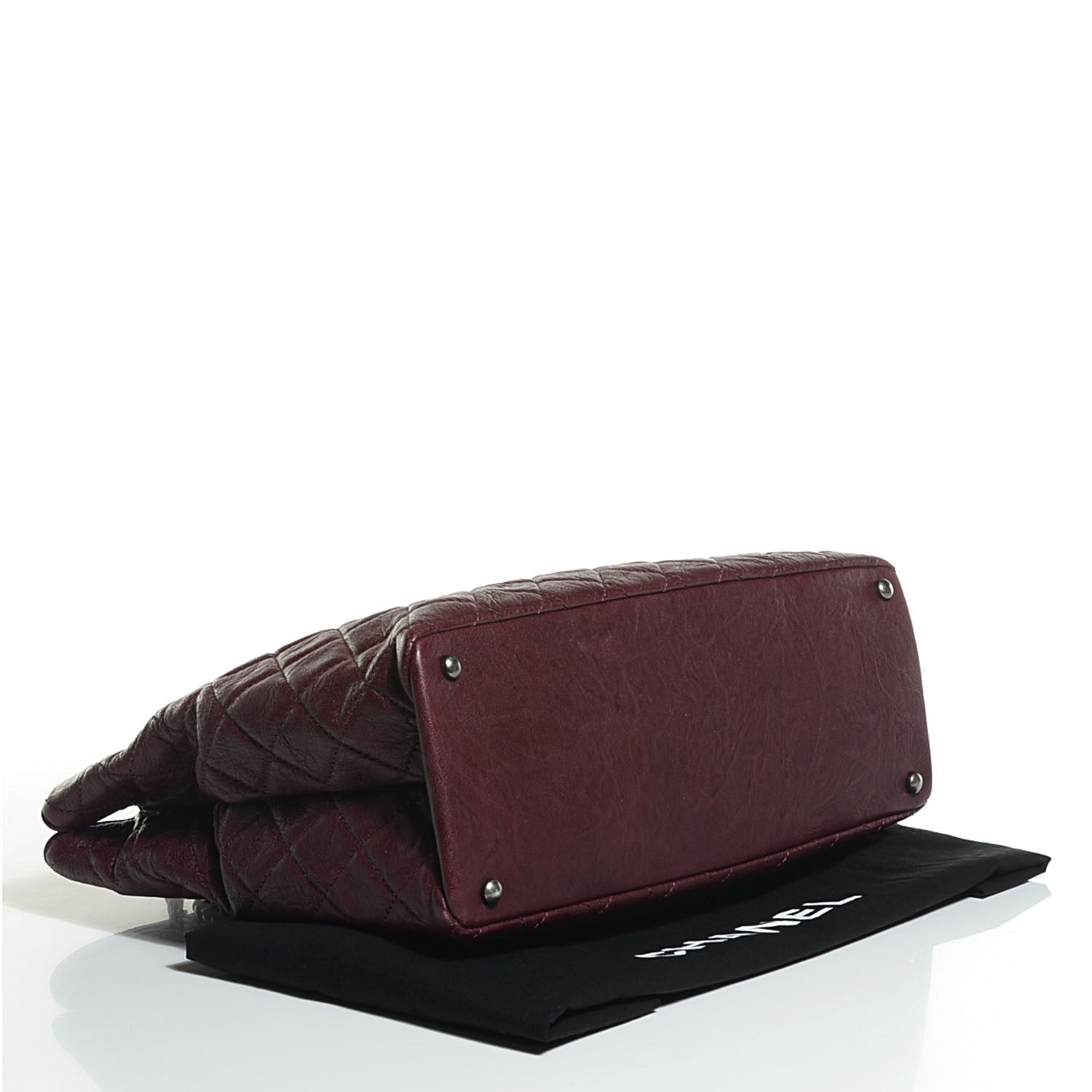 Chanel Distressed Lambskin Tote Burgundy 4 of 8