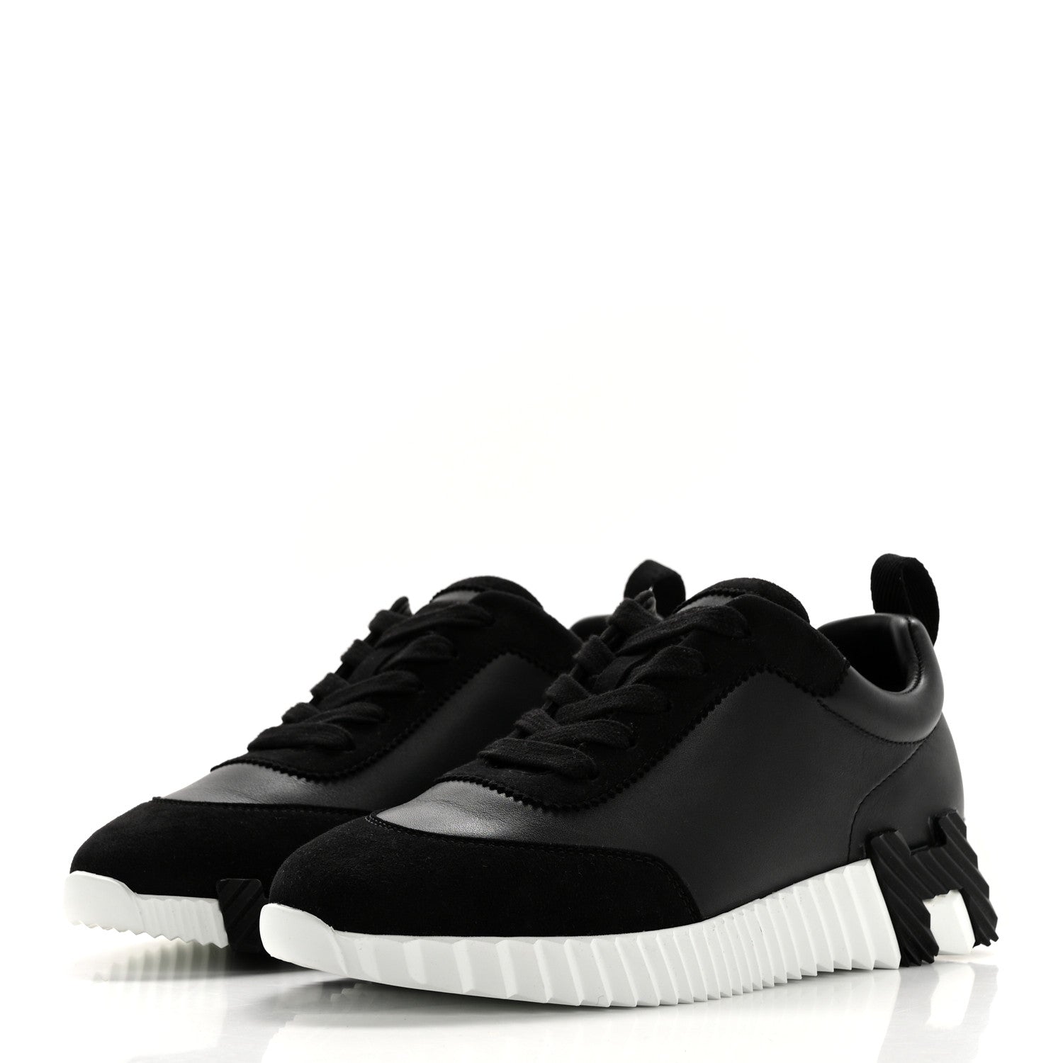 Hermes Goatskin Suede Goatskin Bouncing Sneakers 36 Black 3 of 9