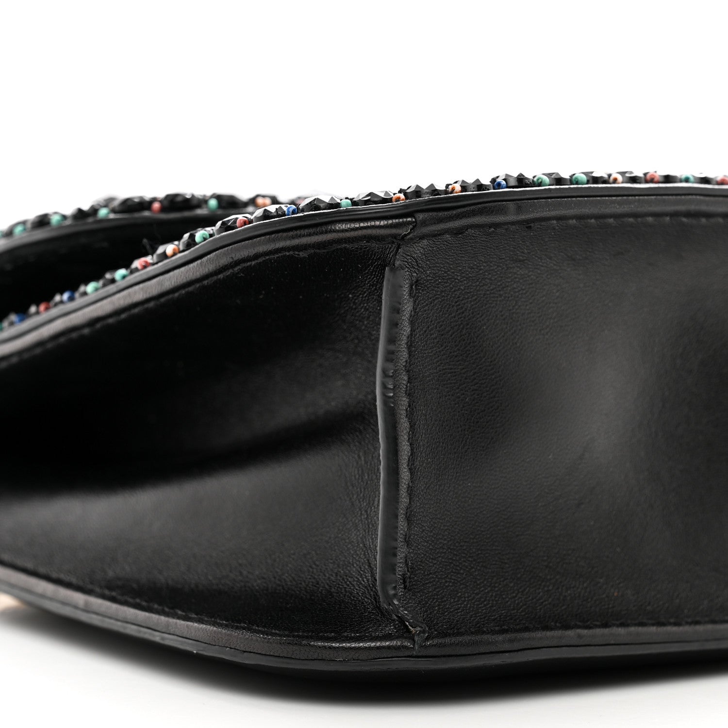 Valentino Garavani Vitello Beaded Medium Glam Lock Rockstud Flap Black 8 of 13
