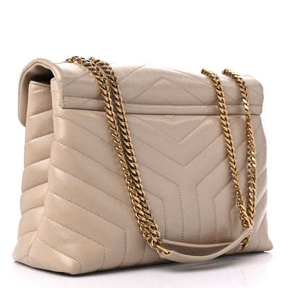 Saint Laurent Calfskin Y Quilted Monogram Medium Loulou Chain Satchel Dark Beige 3 of 15