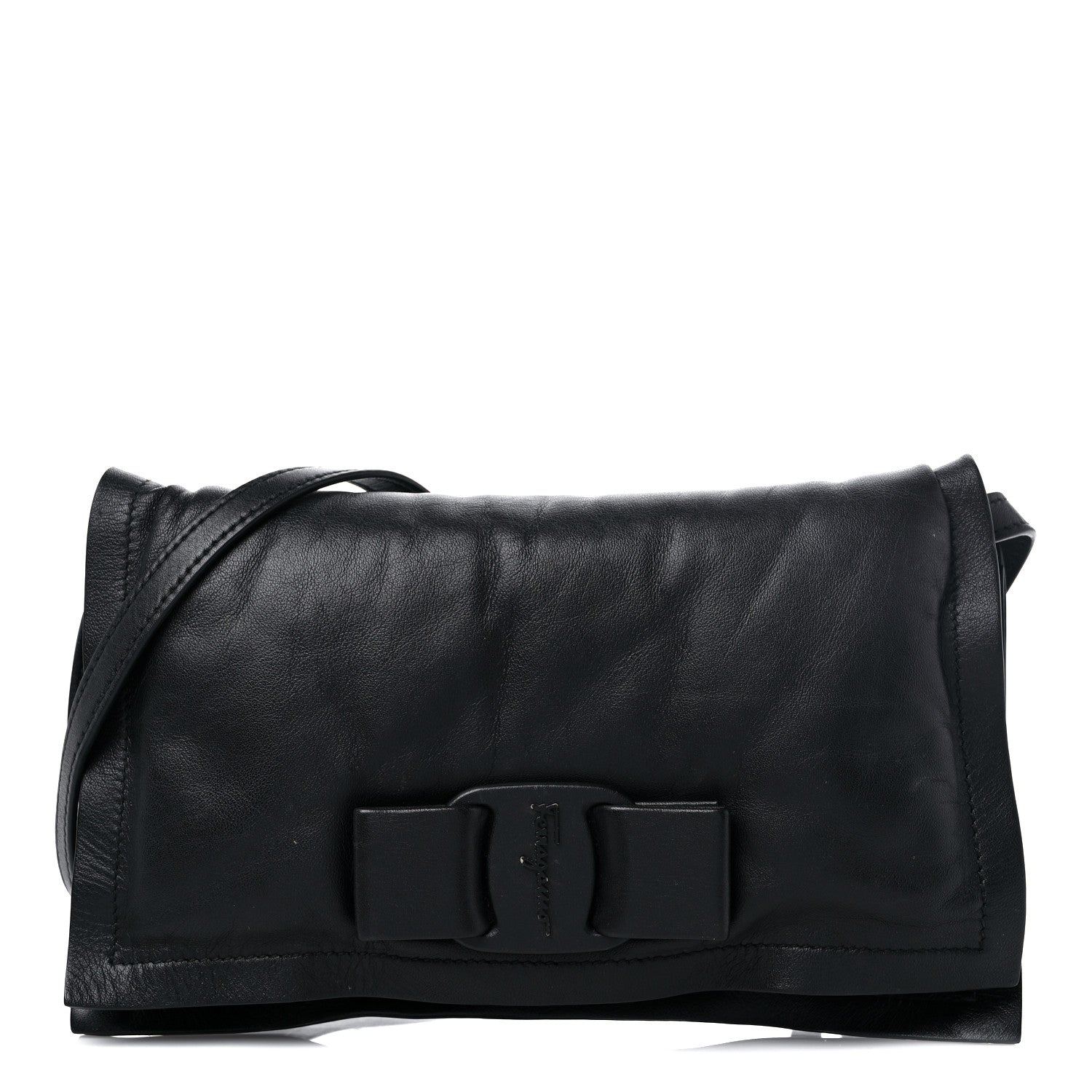 Salvatore Ferragamo Calfskin Mini Viva Bow Shoulder Bag Black 1 of 12