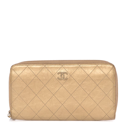 Chanel Metallic Aged Calfskin Quilted Palette Large Gusset Zip Around Wallet Gold 1 of 15