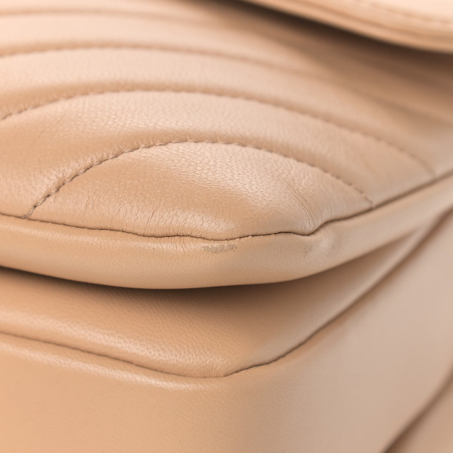 Lambskin Chevron Quilted Medium Trendy CC Dual Handle Flap Bag Beige