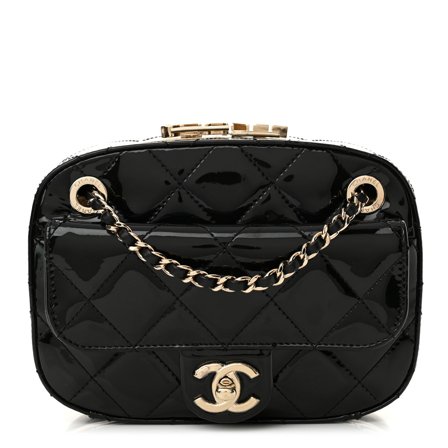 Chanel Patent Calfskin Quilted Mini Camera Case Black 1 of 11