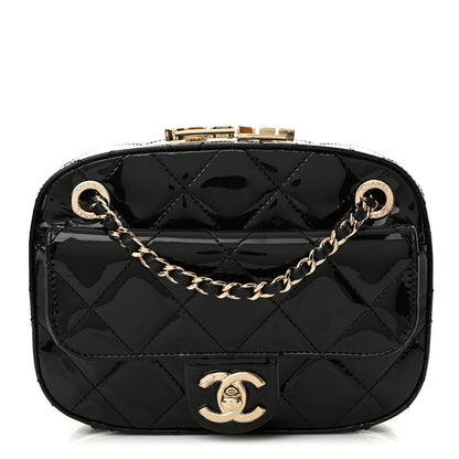 Chanel Patent Calfskin Quilted Mini Camera Case Black 1 of 11